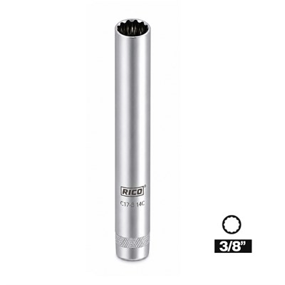 RICO 3/8 On İki Köşe Buji Lokması 14 mm Uzun 25 Cm