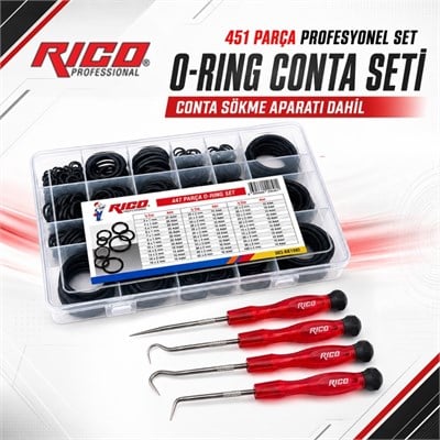 RICO O-Ring Conta Seti ve Conta Sökme Biz Seti 451 Parça