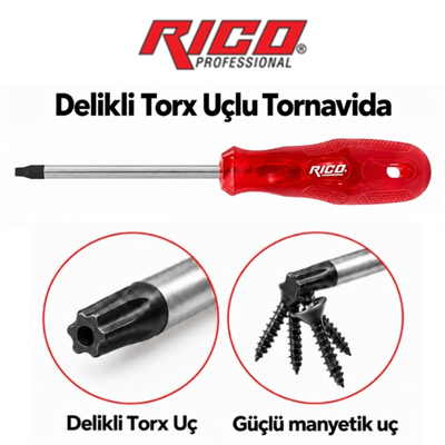RICO T20 Torx Uçlu Tornavida Delikli Star
