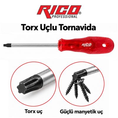 RICO T25 Torx Uçlu Tornavida Star Uzun 300 mm