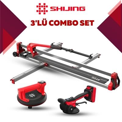 SHIJING TOOLS Manuel Kesici Dijital Vantuz ve Fayans Vibratörü 3lü Pro Set