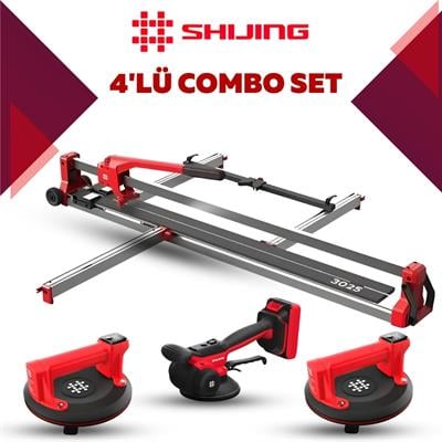 SHIJING TOOLS Manuel Kesici Dijital Vantuz ve Fayans Vibratörü 4lü Pro Set