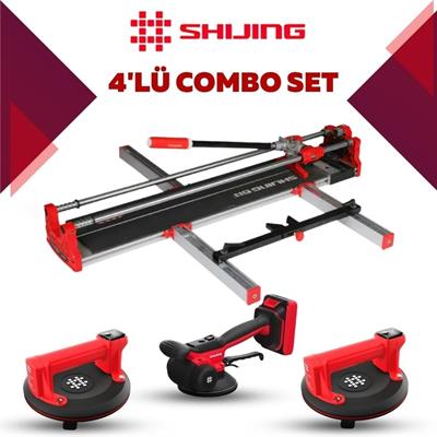 SHIJING TOOLS Manuel Kesici Dijital Vantuz ve Fayans Vibratörü 4lü Pro Set
