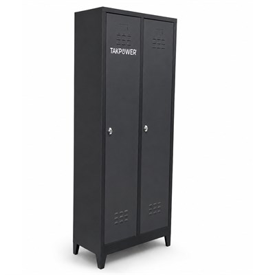 TAKPOWER 2 Kapaklı Metal Dolap - Soyunma Dolabı Antrasit Gri