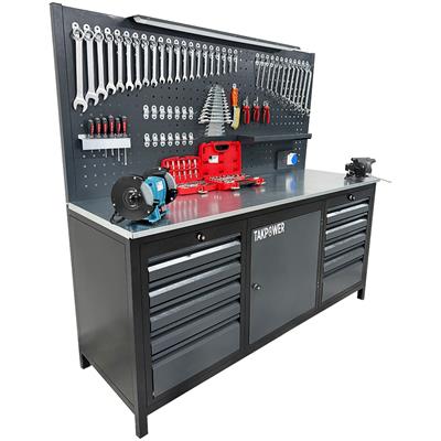 TAKPOWER 2 Metre CETA FORM Dolu Takım Tezgahı 10 Çekmeceli 1 Dolaplı Premium