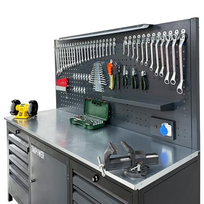 TAKPOWER 2 Metre Dolu Takım Tezgahı 10 Çekmeceli 1 Dolaplı Eko