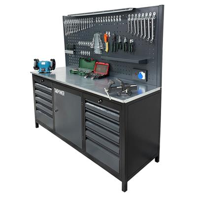 TAKPOWER 2 Metre Dolu Takım Tezgahı 10 Çekmeceli 1 Dolaplı Pro