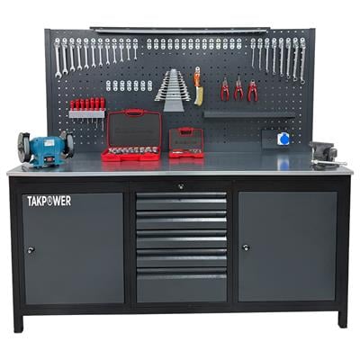 TAKPOWER 2 Metre Dolu Takım Tezgahı 5 Çekmeceli 2 Dolaplı Premium