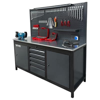 TAKPOWER 2 Metre Dolu Takım Tezgahı 5 Çekmeceli 2 Dolaplı Premium