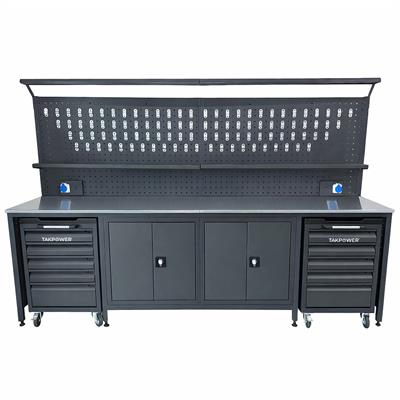 TAKPOWER 3 Metre Takım Tezgahı 2 Dolaplı + 2 Boş Takım Arabası Antrasit