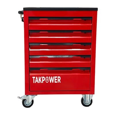 TAKPOWER 172 Parça Dolu Takım Arabası 5 Çekmeceli İzeltaş El Aletleri - Kırmızı