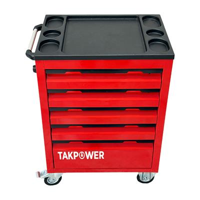 TAKPOWER 172 Parça Dolu Takım Arabası 5 Çekmeceli İzeltaş El Aletleri - Kırmızı