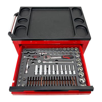 TAKPOWER 172 Parça Dolu Takım Arabası 5 Çekmeceli İzeltaş El Aletleri - Kırmızı