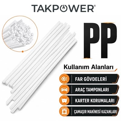 TAKPOWER Plastik Kaynak Elektrodu Beyaz PP 1.0 x 400 mm 20 Adet