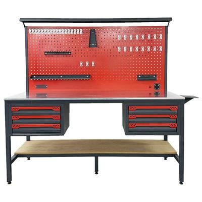 TAKPOWER 2 Metre Takım Tezgahı 6 Çekmeceli Kırmızı