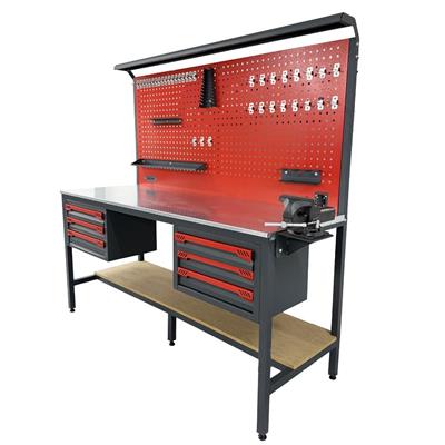 TAKPOWER 2 Metre Takım Tezgahı 6 Çekmeceli Kırmızı