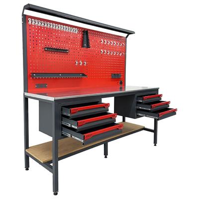 TAKPOWER 2 Metre Takım Tezgahı 6 Çekmeceli Kırmızı