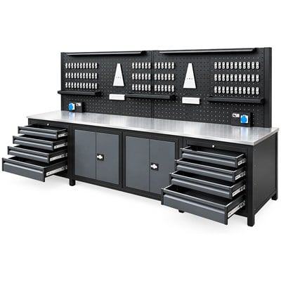 TAKPOWER TTR4430 3 Metre Takım Tezgahı 10 Çekmeceli 2 Dolaplı Antrasit