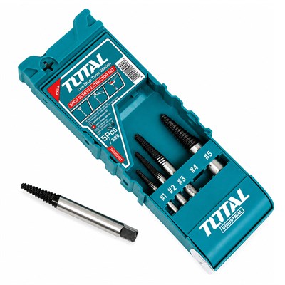 TOTAL Ters Kılavuz Kırılmış Vida Çivata Sökme Seti 5 Parça