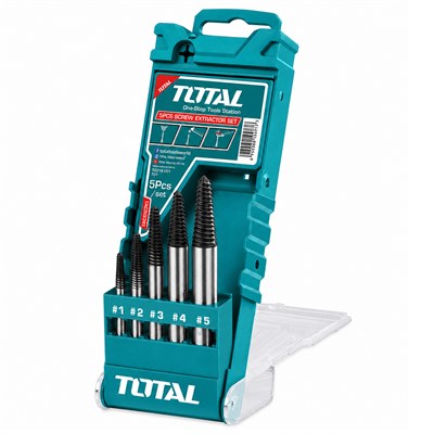 TOTAL Ters Kılavuz Kırılmış Vida Çivata Sökme Seti 5 Parça