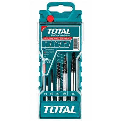 TOTAL Ters Kılavuz Kırılmış Vida Çivata Sökme Seti 5 Parça