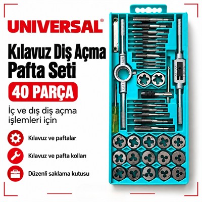 UNIVERSAL Kılavuz Diş Açma Pafta Seti 40 Parça