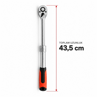 VIKTEC 1/2 Uzatmalı Lokma Cırcır Kolu 72 Diş 440 mm