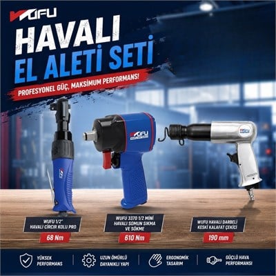 WUFU 1/2 Havalı Somun Sökme Havalı Cırcır Ve Havalı Kalafat Çekici Seti