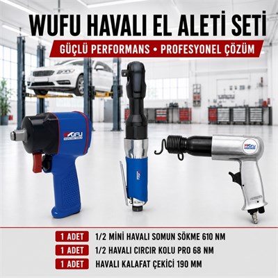 WUFU 1/2 Havalı Somun Sökme Havalı Cırcır Ve Havalı Kalafat Çekici Seti