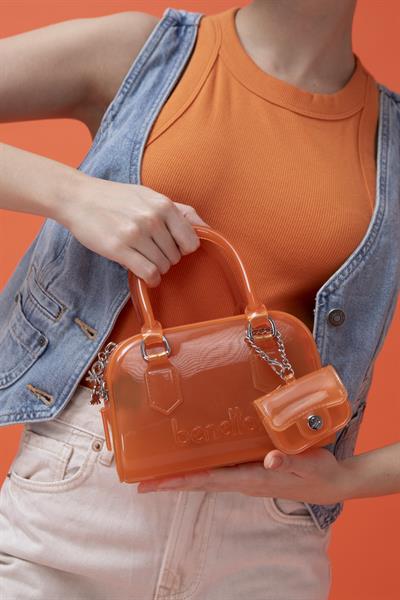 Turuncu Kadın Şeffaf El Çantası - BNT 1452