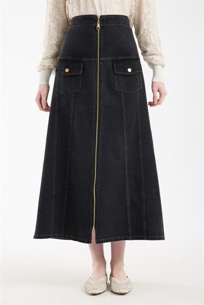 Kargo Zip Kot Etek SİYAH