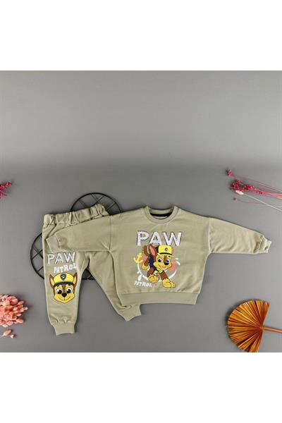 Küçük Köpek Baskı Detaylı Bebek Çocuk 2'Li Unisex Takım