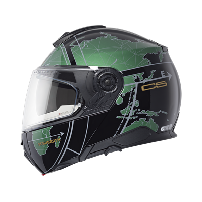 C5 Çene Açılır Motosiklet Kaskı Globe Green