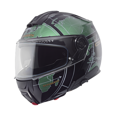 C5 Çene Açılır Motosiklet Kaskı Globe Green