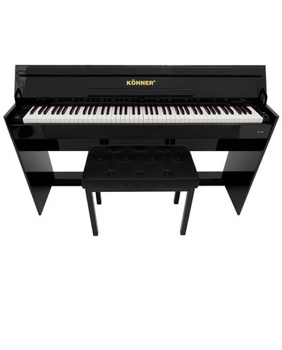 KÖHNER SLP-245 BK Dijital Konsol Piyano, Bluetooth, Tuş Hassasiyeti, 88 Tuşlu, Kapaklı (KULAKLIK VE TABURE)