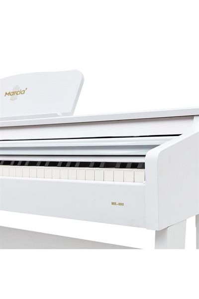 MARCİA MK-880 WH Dijital Konsol Piyano, Bluetooth, Tuş Hassasiyeti, 88 Tuşlu, Kapaklı (KULAKLIK VE TABURE)