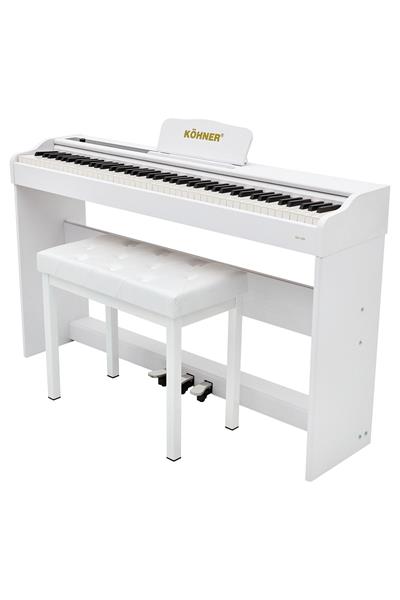 KÖHNER SLP-225 WH Dijital Konsol Piyano, Bluetooth, Tuş Hassasiyeti, 88 Tuşlu (KULAKLIK VE TABURE)