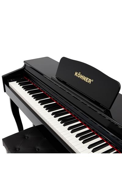 KÖHNER SLP-275 BK Dijital Konsol Piyano, Bluetooth, Tuş Hassasiyeti, 88 Tuşlu, Kapaklı