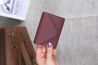 Akordiyon Hakiki Deri Kartlık Bordo 1048
