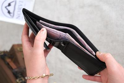 AY YILDIZ Özel Baskılı Deri Cüzdan - Bozuk Para Gözlü Hakiki Deri Cüzdan Parlak Siyah 1242