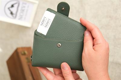 Bozuk Para Bölmeli Çıtçıtlı Şık Hakiki Deri Kadın Cüzdan Haki 1192