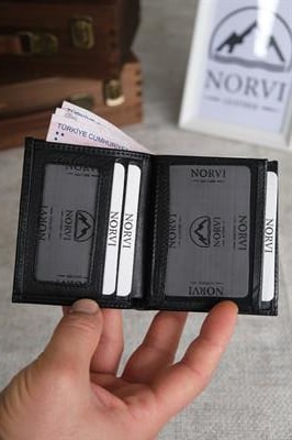 Bozuk Para Bölmeli Hakiki Deri Cüzdan Siyah 1288