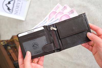 Bozuk Para Gözlü Hakiki Deri Cüzdan Koyu Kahverengi 1006