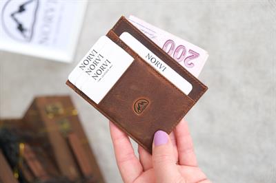 Çift Taraflı Unisex Hakiki Deri Kartlık Fındık Rengi 1145