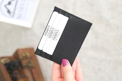 Çift Taraflı Unisex Hakiki Deri Kartlık Siyah 1145
