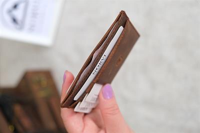 Çift Taraflı Unisex Hakiki Deri Kartlık Fındık Rengi 1145