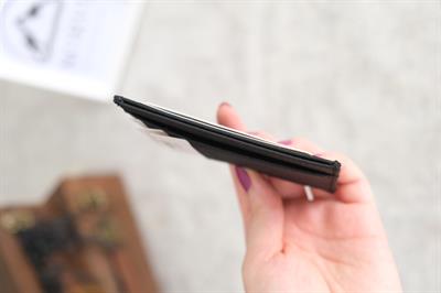 Çift Taraflı Unisex Hakiki Deri Kartlık Siyah 1145