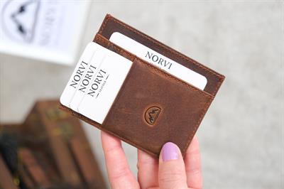 Çift Taraflı Unisex Hakiki Deri Kartlık Fındık Rengi 1145