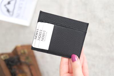 Çift Taraflı Unisex Hakiki Deri Kartlık Siyah 1145