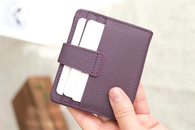 Çıtçıtlı Çok Bölmeli Yatay Hakiki Deri Cüzdan Mor 1185
